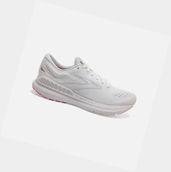 Chaussures Running Route Brooks Glycerin GTS 19 Femme White-Pink / Luna Rock | KJSO91045