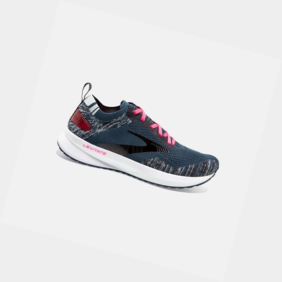 Chaussures Running Route Brooks Levitate 4 Femme Bleu Marine Noir Rose | CRIL02835