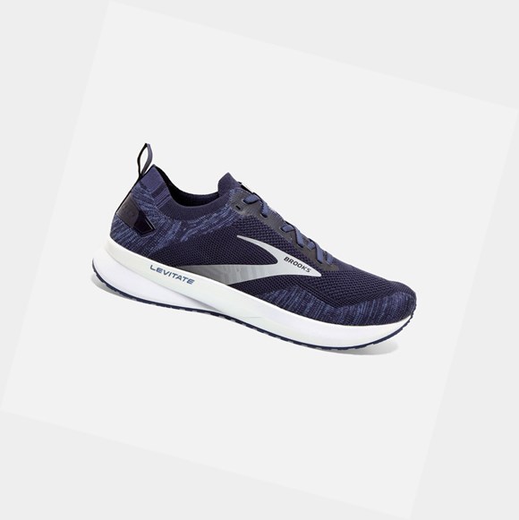 Chaussures Running Route Brooks Levitate 4 Homme Bleu Marine Grise Blanche | GQYZ19025