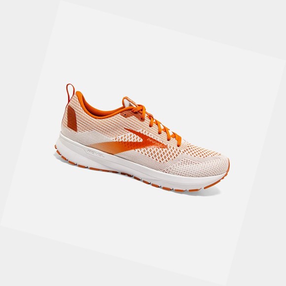Chaussures Running Route Brooks Revel 4 Homme Blanche Orange | OKVX60137