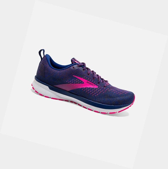 Chaussures Running Route Brooks Revel 4 Femme Bleu Rose | WDOQ34580