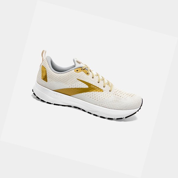 Chaussures Running Route Brooks Revel 4 Femme Blanche Doré | YNQW56821