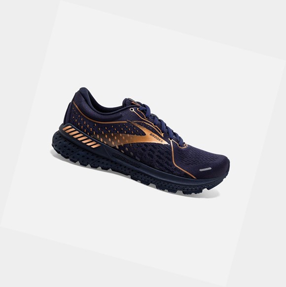 Chaussures de Marche Brooks Adrenaline GTS 21 Femme Bleu Marine Noir Cuivre | ARPQ12674