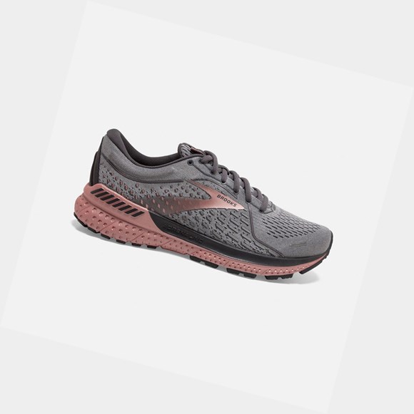 Chaussures de Marche Brooks Adrenaline GTS 21 Femme Grise Noir Rose Doré | SYNZ25134