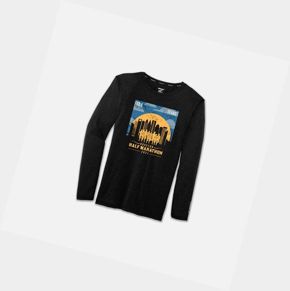 Hauts Brooks Distance Graphique Long Sleeve Homme Noir | VXJY57096