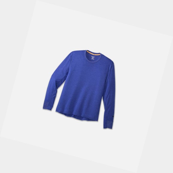 Hauts Brooks Distance Long Sleeve Homme Bleu | NTOW49603