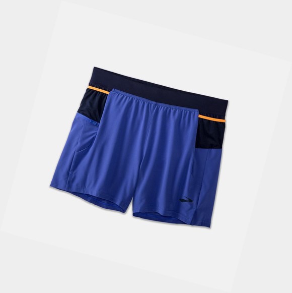 Pantalons Brooks Sherpa 5" 2-in-1 Homme Bleu Bleu Marine Orange | FNHU76528