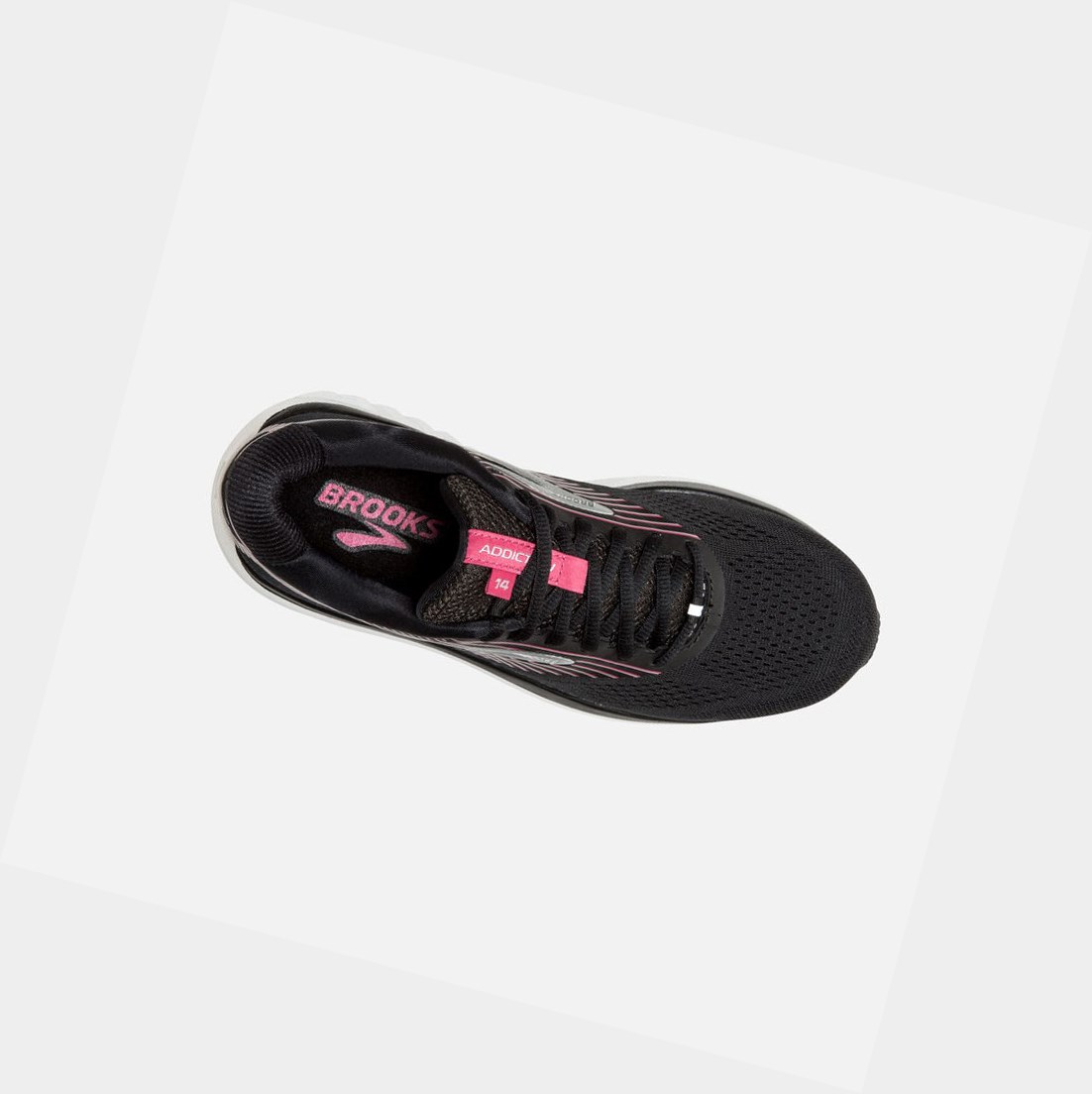 Chaussures Running Route Brooks Addiction 14 Femme Noir Rose Argent | KRZM34586