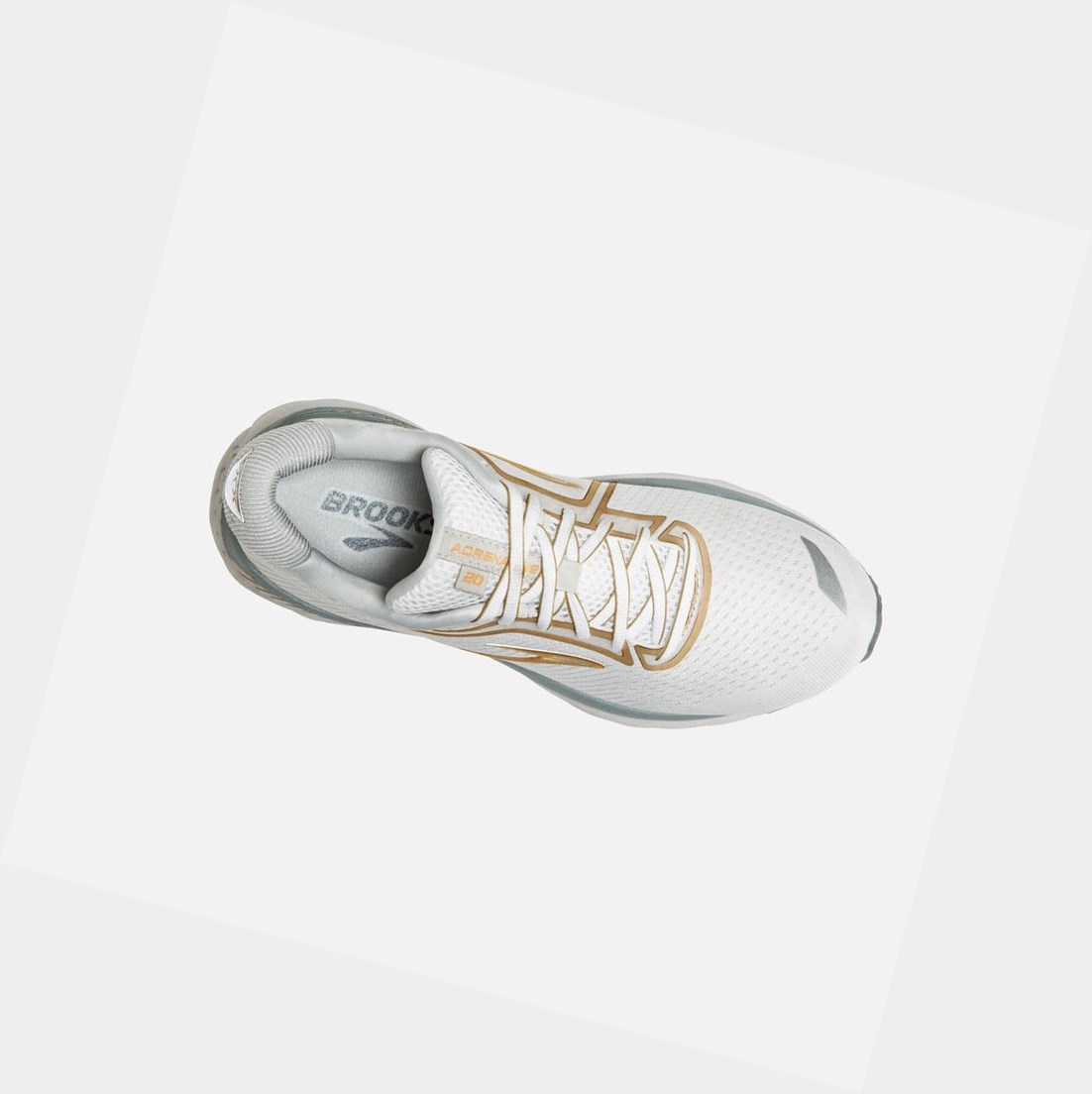 Chaussures Running Route Brooks Adrenaline GTS 20 Femme Blanche Grise Doré | CFBG90576