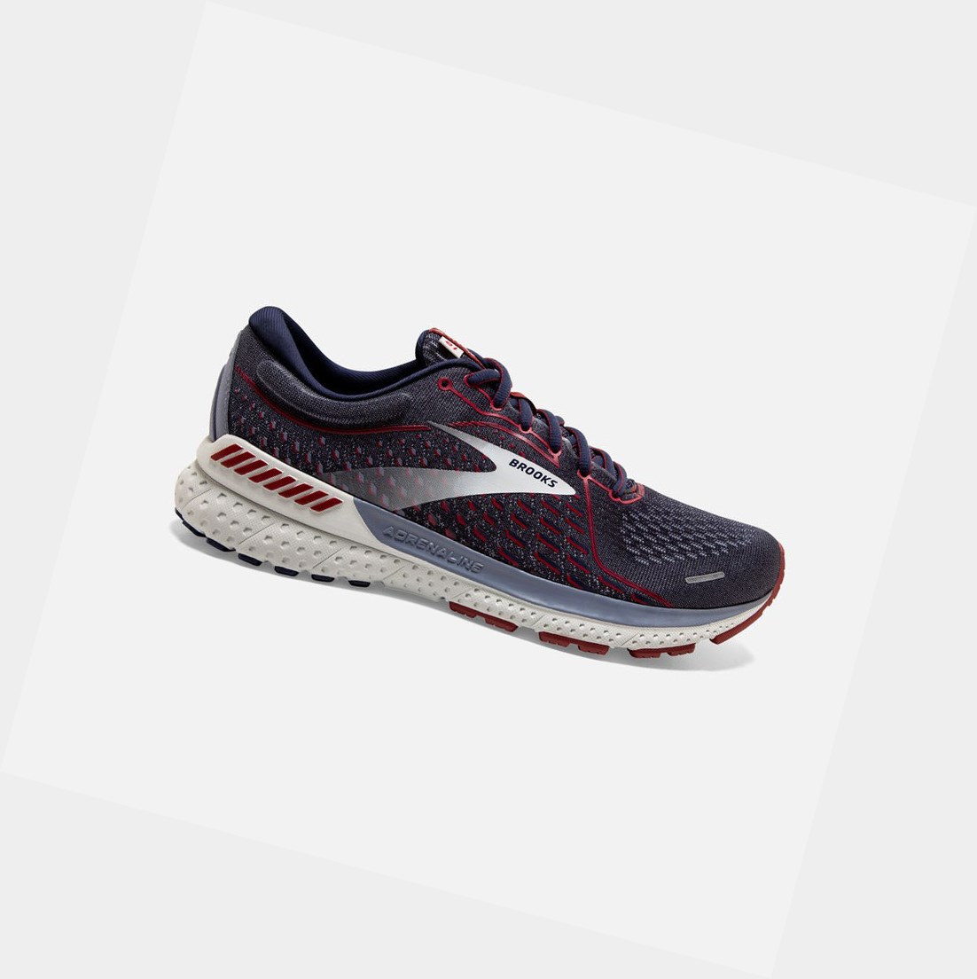 Chaussures Running Route Brooks Adrenaline GTS 21 Homme Grise Rouge | MGOU48375