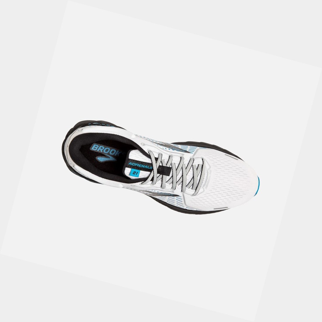 Chaussures Running Route Brooks Adrenaline GTS 21 Homme Blanche Grise Bleu | TPXN72806