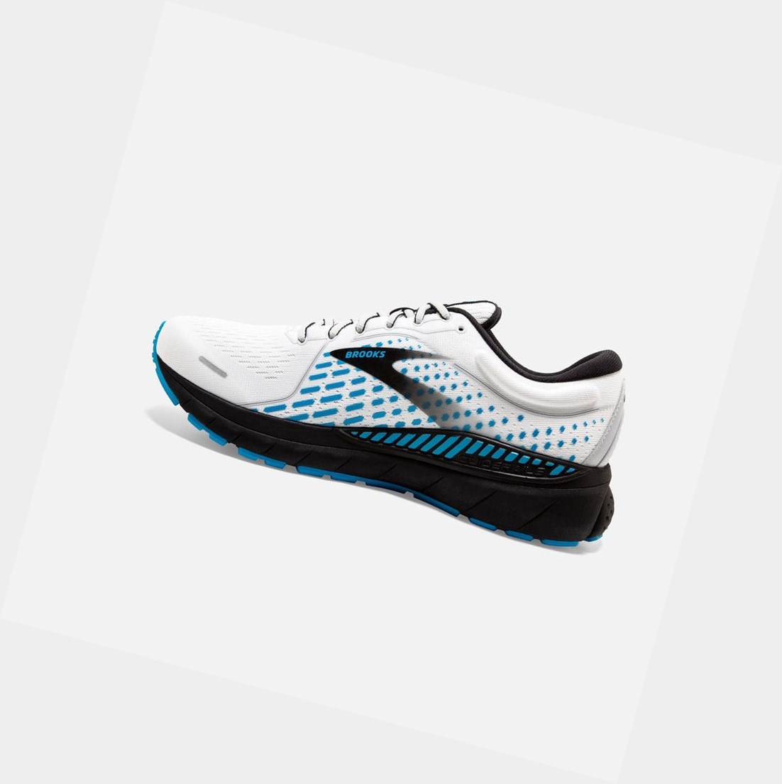 Chaussures Running Route Brooks Adrenaline GTS 21 Homme Blanche Grise Bleu | TPXN72806