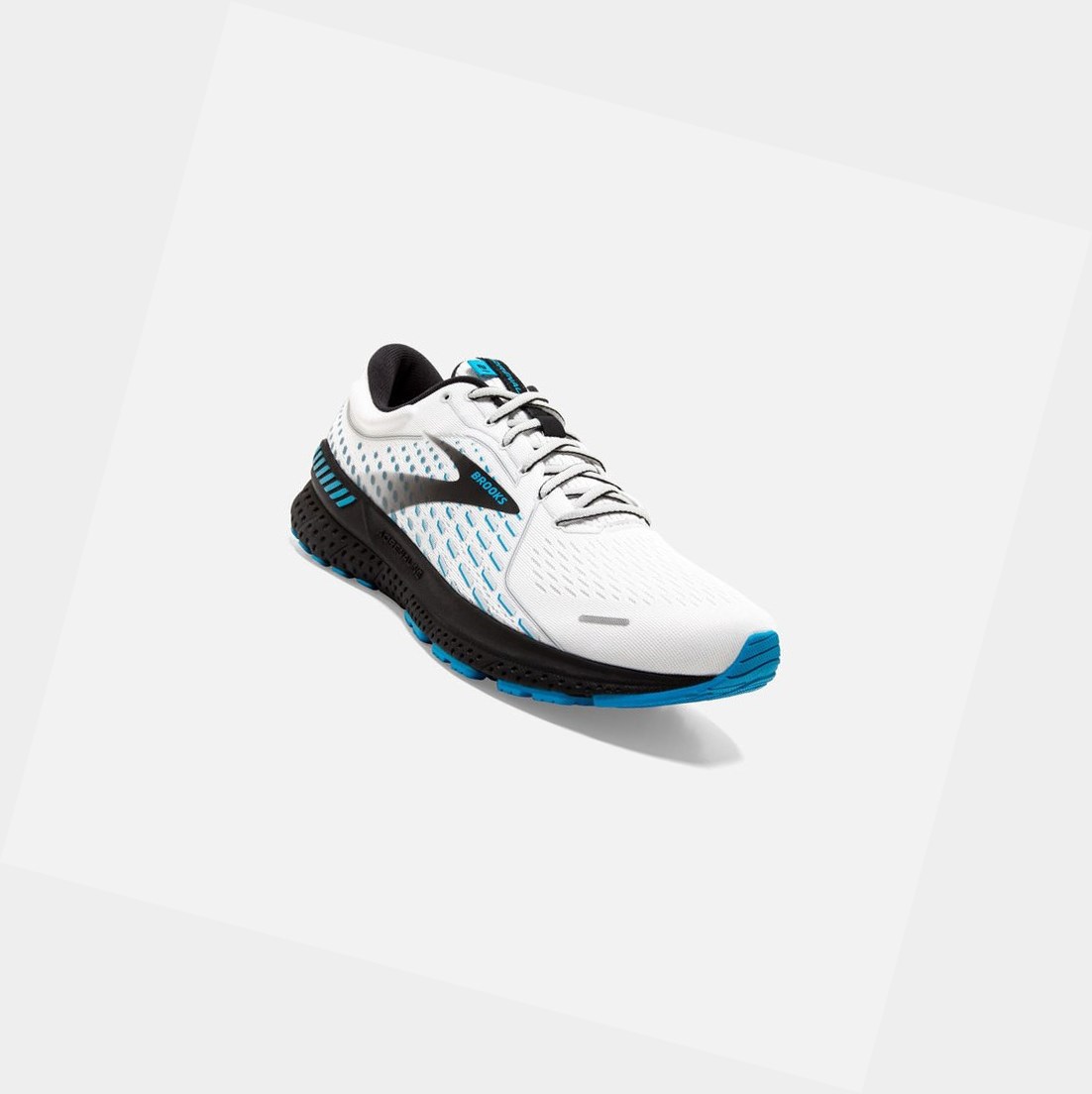 Chaussures Running Route Brooks Adrenaline GTS 21 Homme Blanche Grise Bleu | TPXN72806