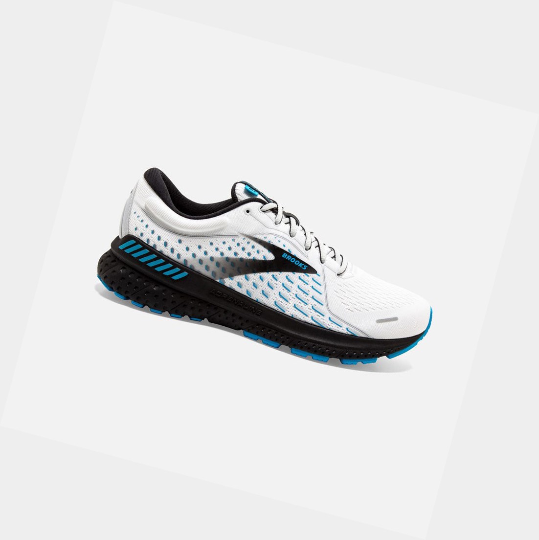 Chaussures Running Route Brooks Adrenaline GTS 21 Homme Blanche Grise Bleu | TPXN72806