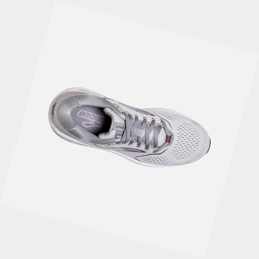 Chaussures Running Route Brooks Ariel '20 Femme Oyster / Alloy / Grape | KWSH87092