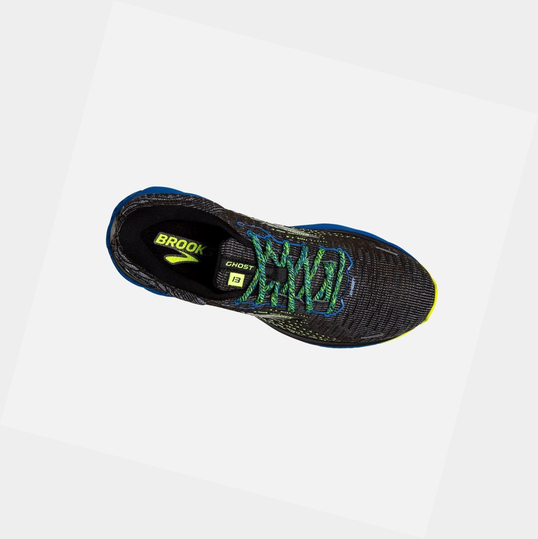 Chaussures Running Route Brooks Ghost 13 Homme Noir Bleu | CEKH57480