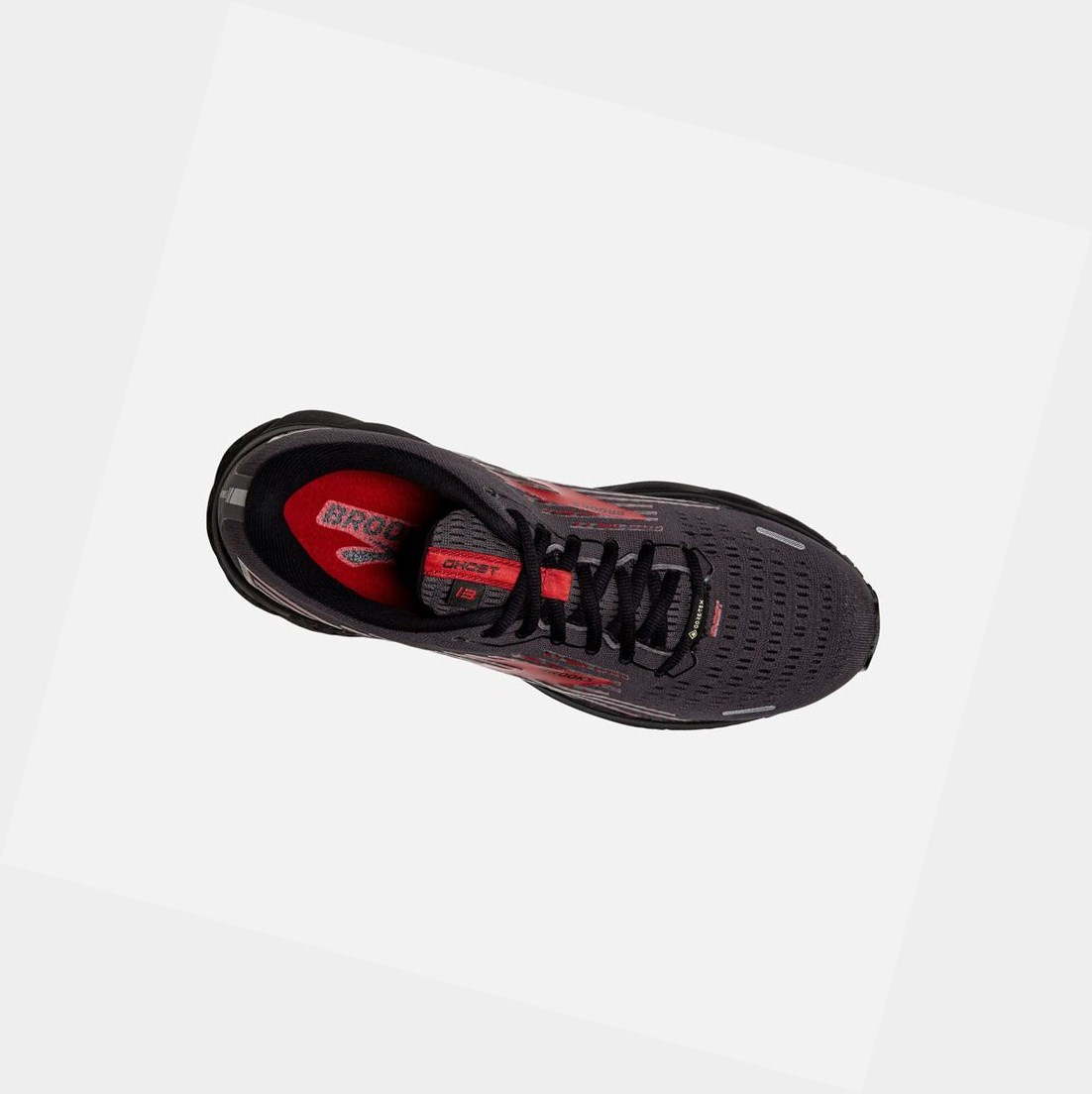 Chaussures Running Route Brooks Ghost 13 GTX Homme Noir Rouge | DYOU26318