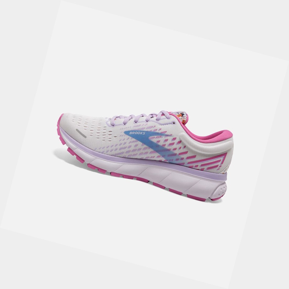 Chaussures Running Route Brooks Ghost 13 Femme Blanche Rose | EORX32179