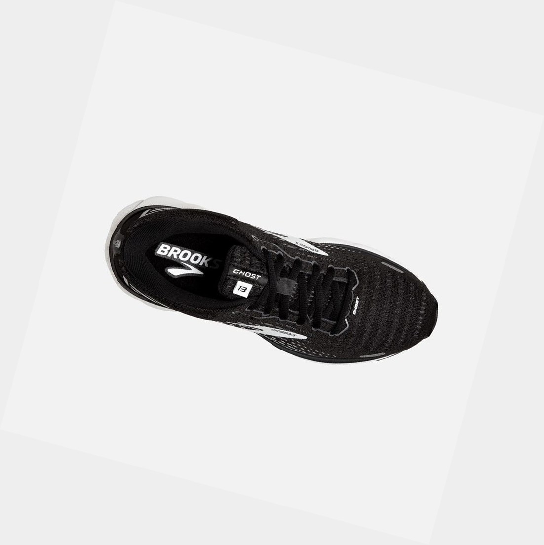 Chaussures Running Route Brooks Ghost 13 Femme Noir Blanche | HFEI83402