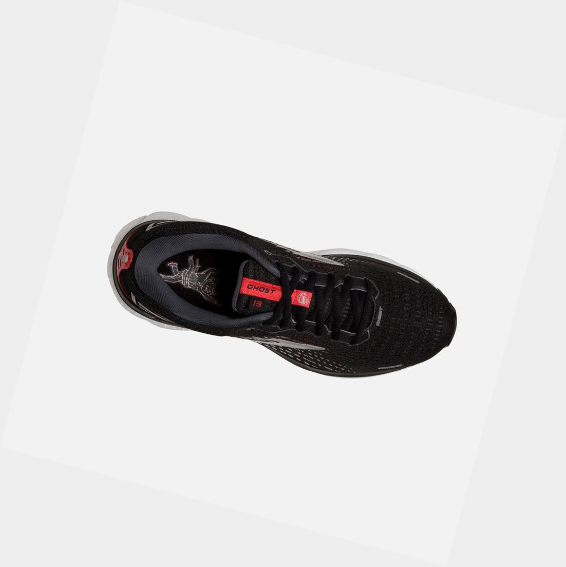 Chaussures Running Route Brooks Ghost 13 Homme Noir Rouge | LBAJ41392