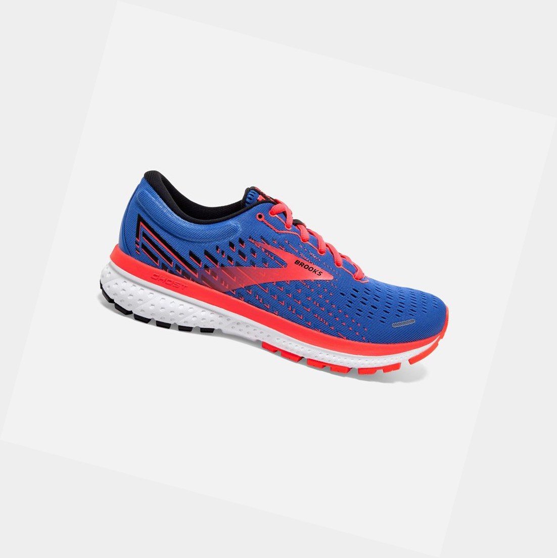 Chaussures Running Route Brooks Ghost 13 Femme Bleu Corail Blanche | SGMX57362