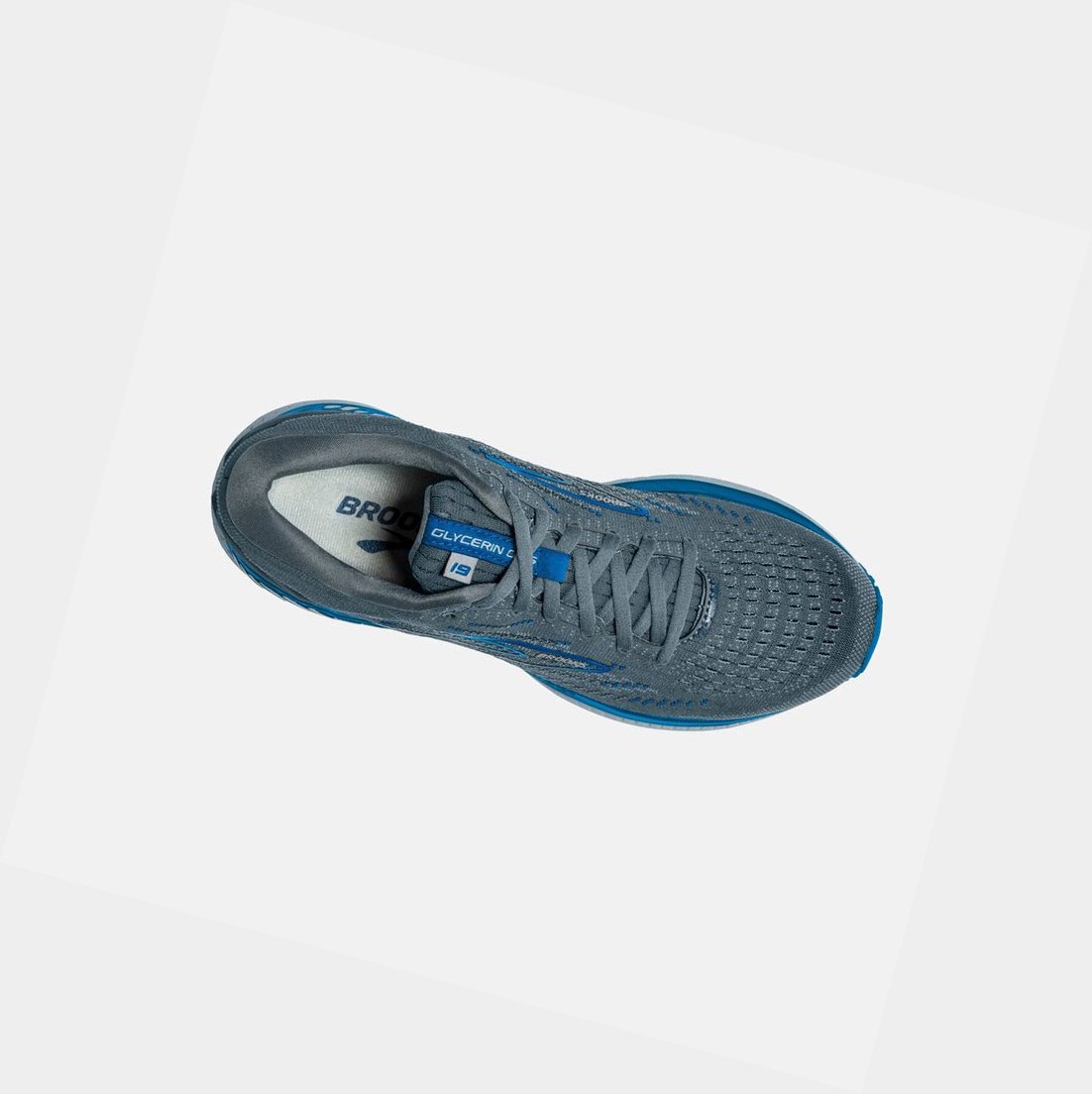 Chaussures Running Route Brooks Glycerin GTS 19 Homme Grise Bleu Foncé | CHWO52389