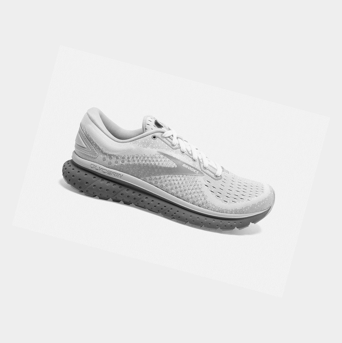 Chaussures Running Route Brooks Glycerin 18 Femme Blanche Grise | CKAZ56183