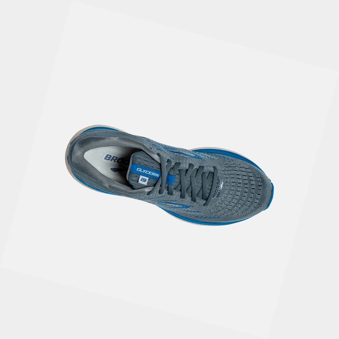 Chaussures Running Route Brooks Glycerin 19 Homme Grise Bleu Foncé | EWDL24879