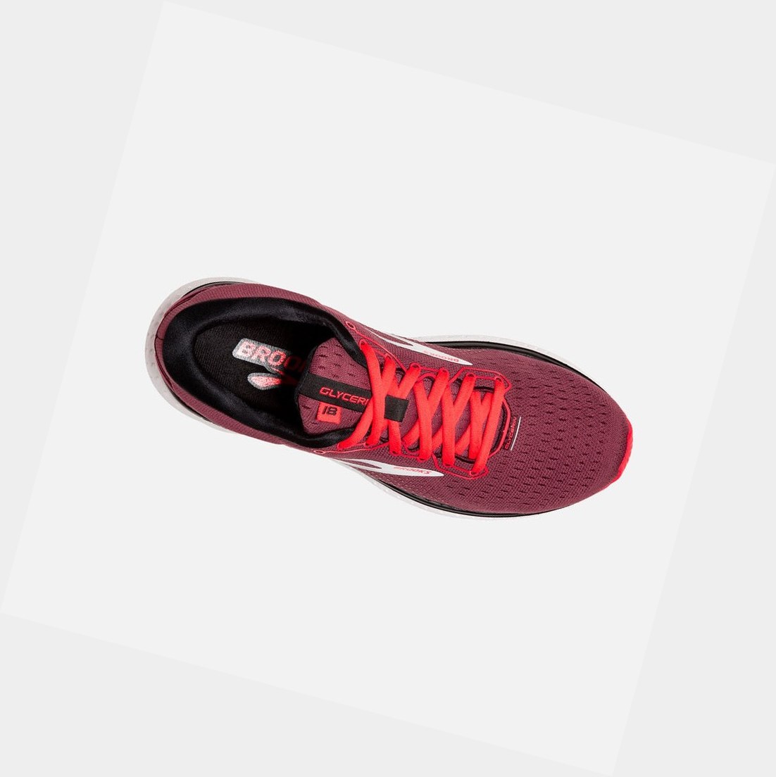Chaussures Running Route Brooks Glycerin 18 Femme Corail Blanche | HBVY34157