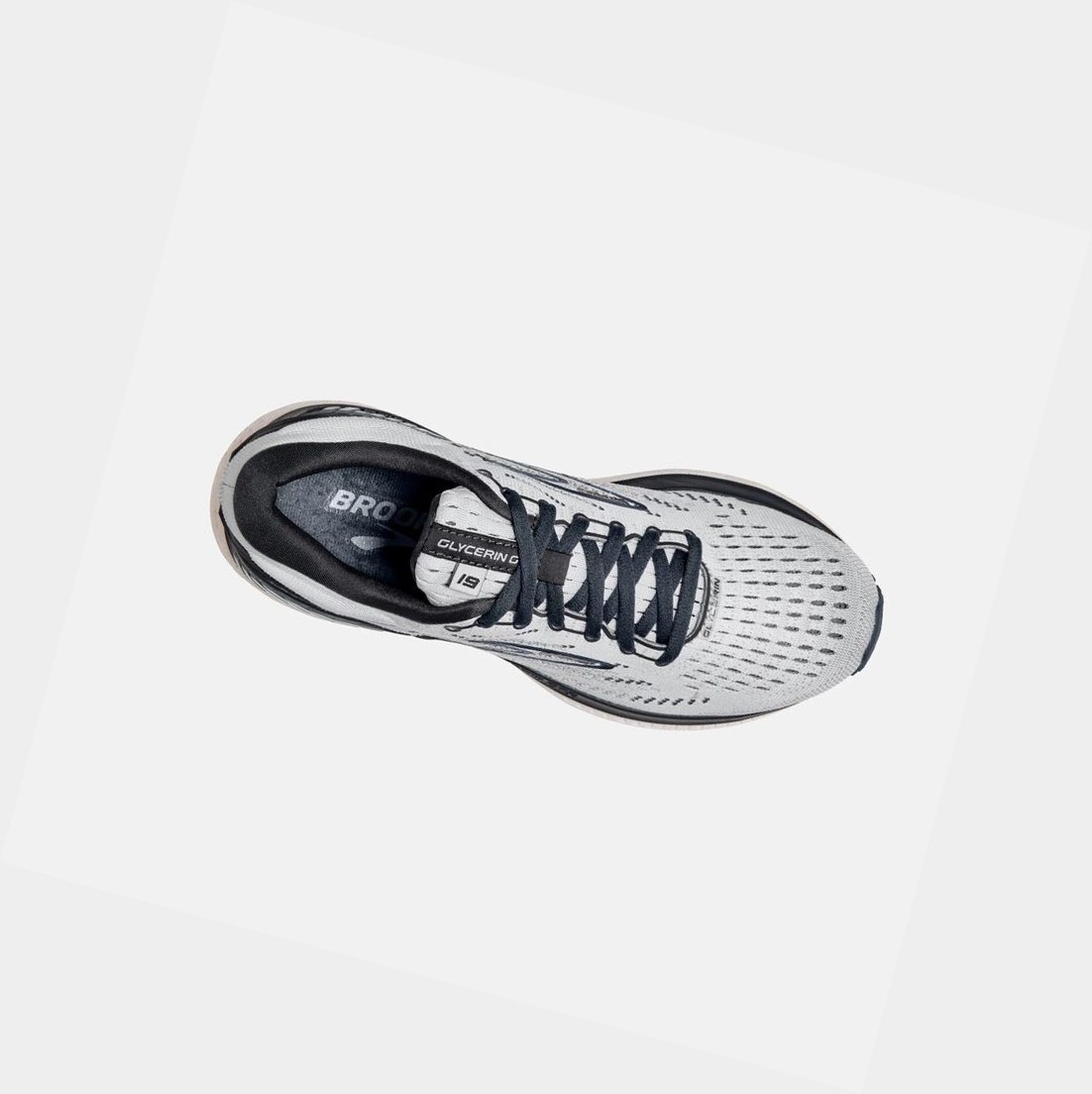 Chaussures Running Route Brooks Glycerin GTS 19 Femme Grise Blanche | JRUH85170