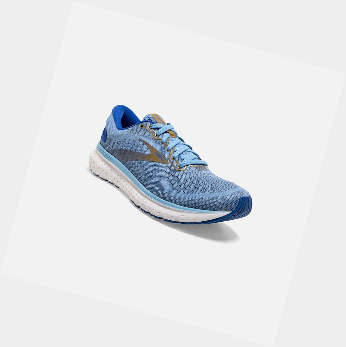 Chaussures Running Route Brooks Glycerin 18 Femme Bleu Doré | KGBI61879