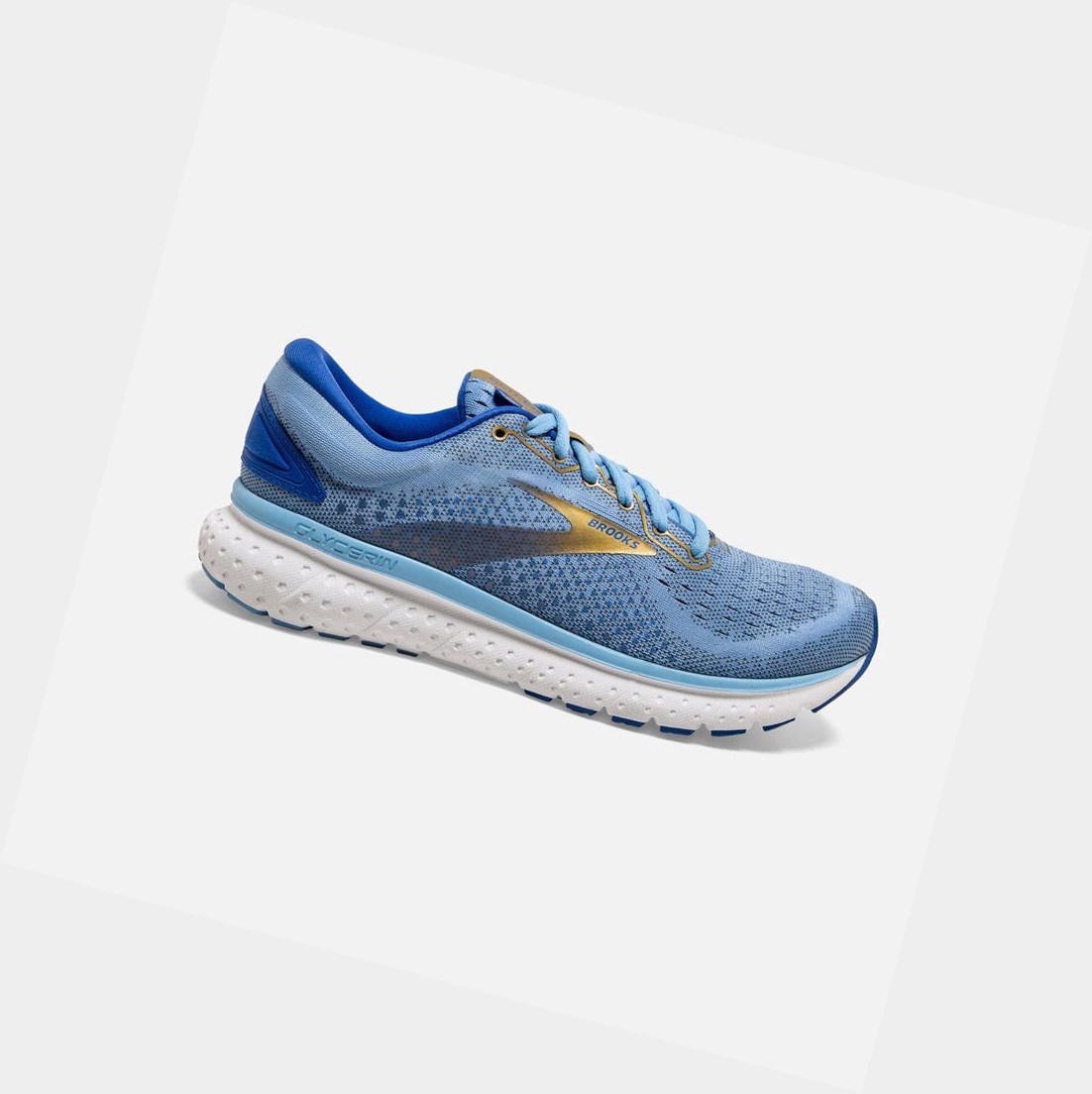 Chaussures Running Route Brooks Glycerin 18 Femme Bleu Doré | KGBI61879