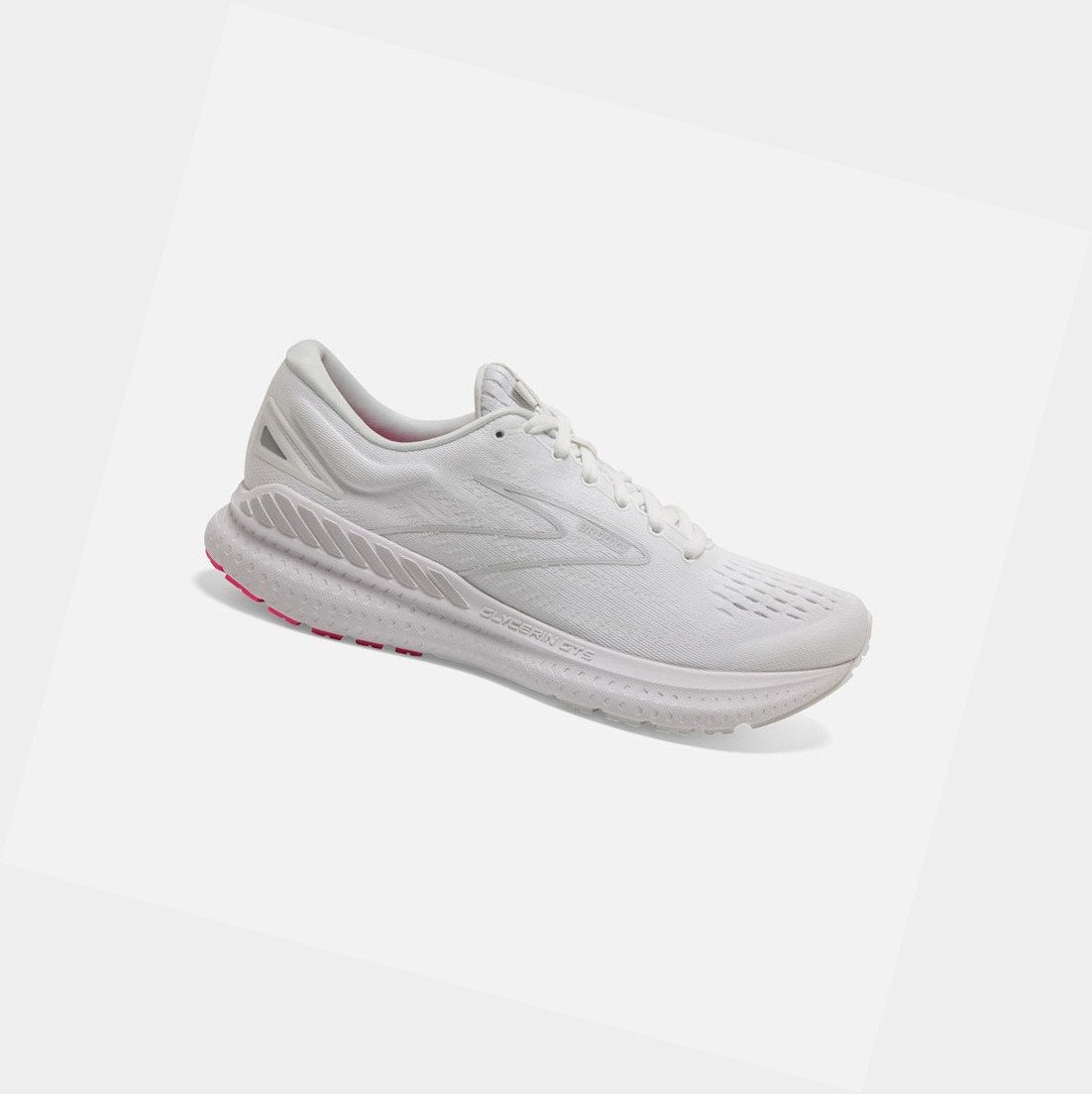 Chaussures Running Route Brooks Glycerin GTS 19 Femme White-Pink / Luna Rock | KJSO91045