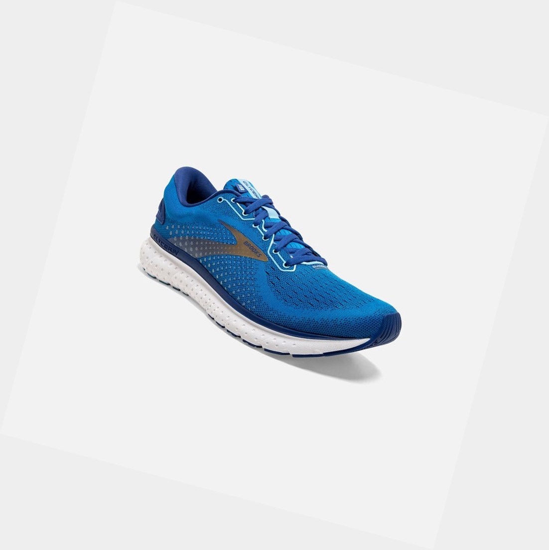 Chaussures Running Route Brooks Glycerin 18 Homme Bleu Doré | PAOI65374
