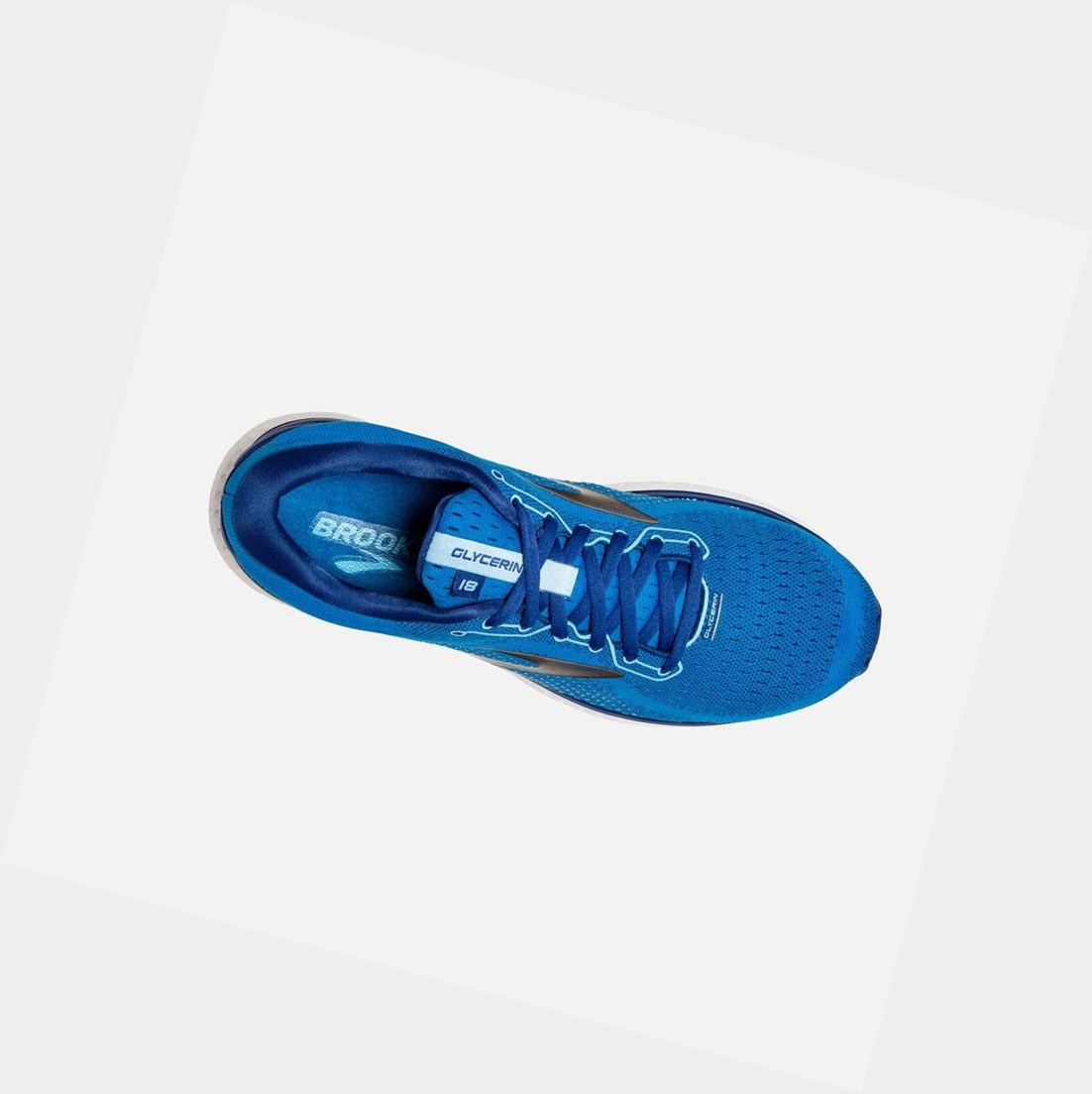 Chaussures Running Route Brooks Glycerin 18 Homme Bleu Doré | PAOI65374