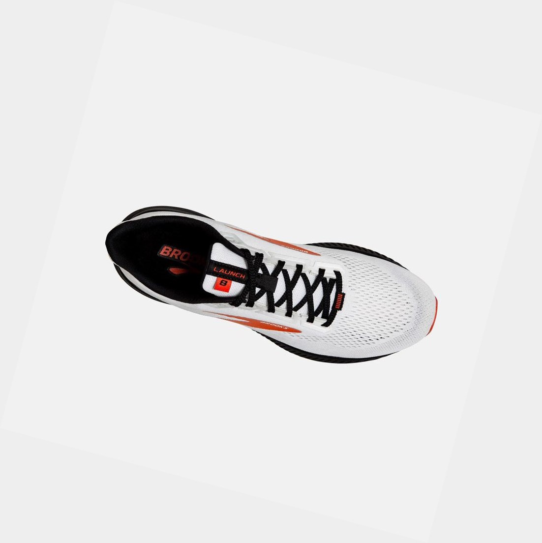 Chaussures Running Route Brooks Launch 8 Homme Blanche Noir Rouge | AZSJ96523