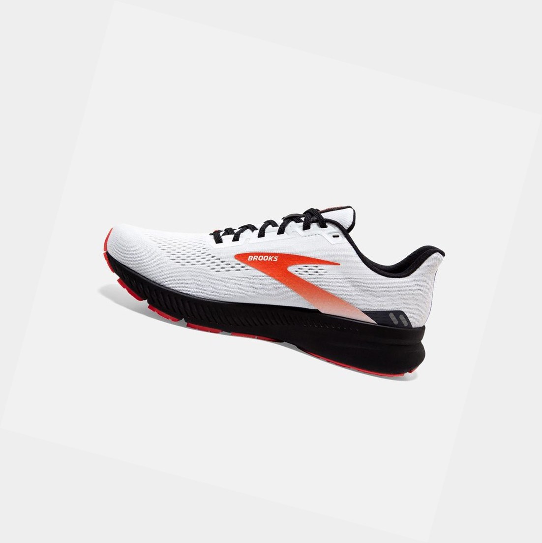 Chaussures Running Route Brooks Launch 8 Homme Blanche Noir Rouge | AZSJ96523