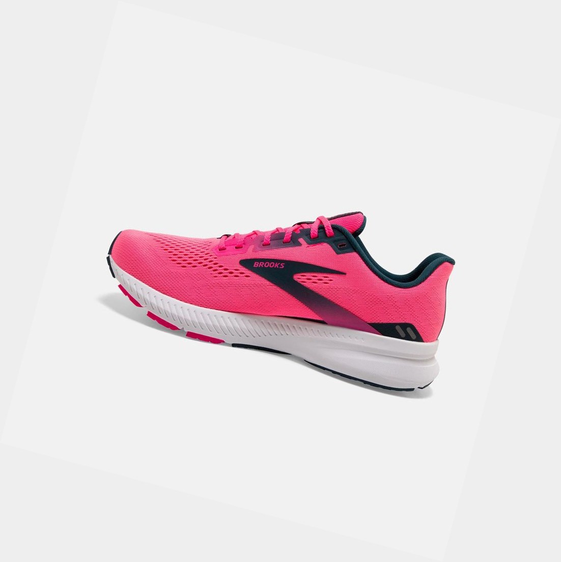 Chaussures Running Route Brooks Launch 8 Femme Rose Bleu Marine | BWPL03472