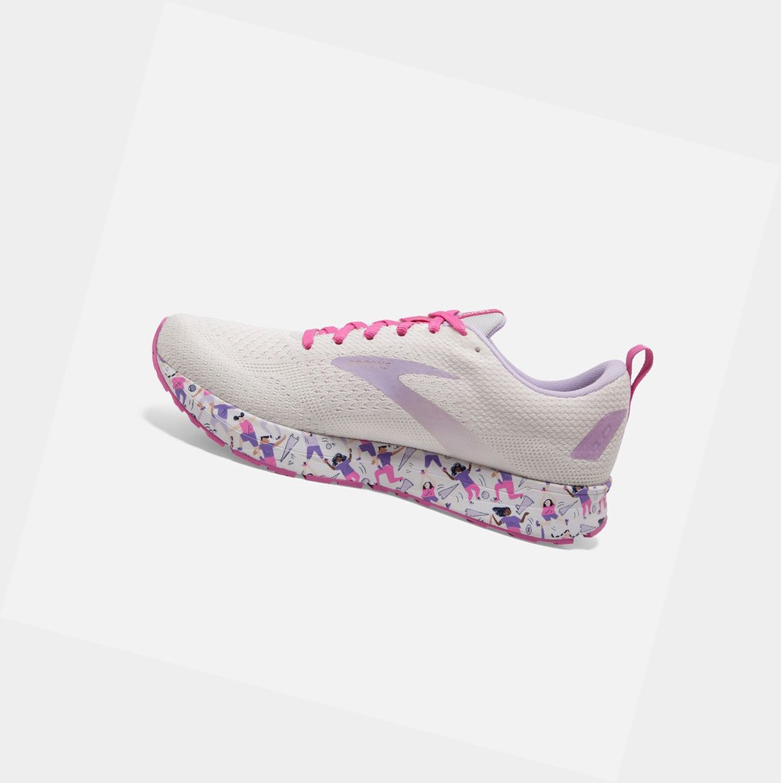 Chaussures Running Route Brooks Revel 4 Femme Blanche Rose | OSXD39260