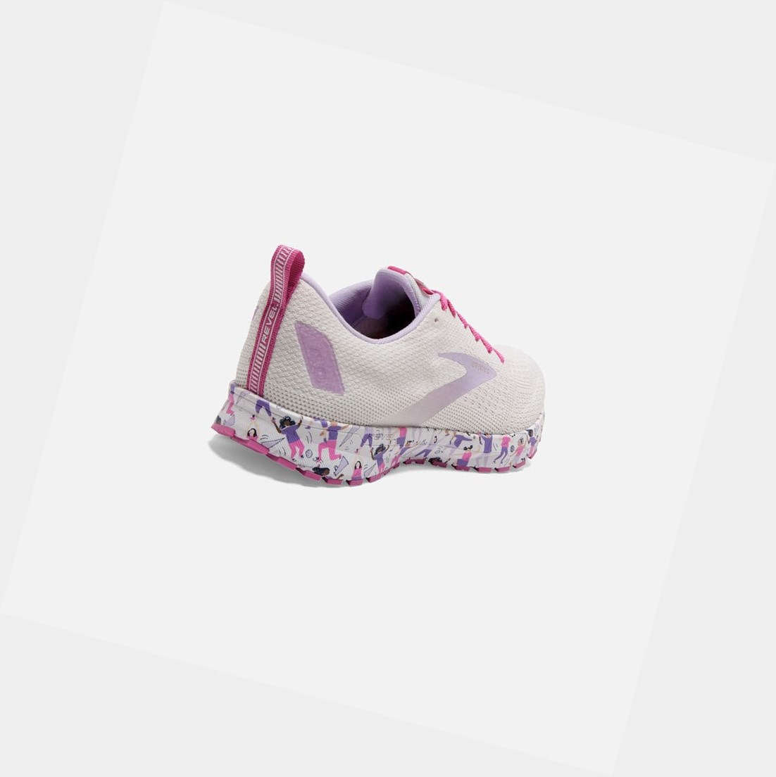 Chaussures Running Route Brooks Revel 4 Femme Blanche Rose | OSXD39260