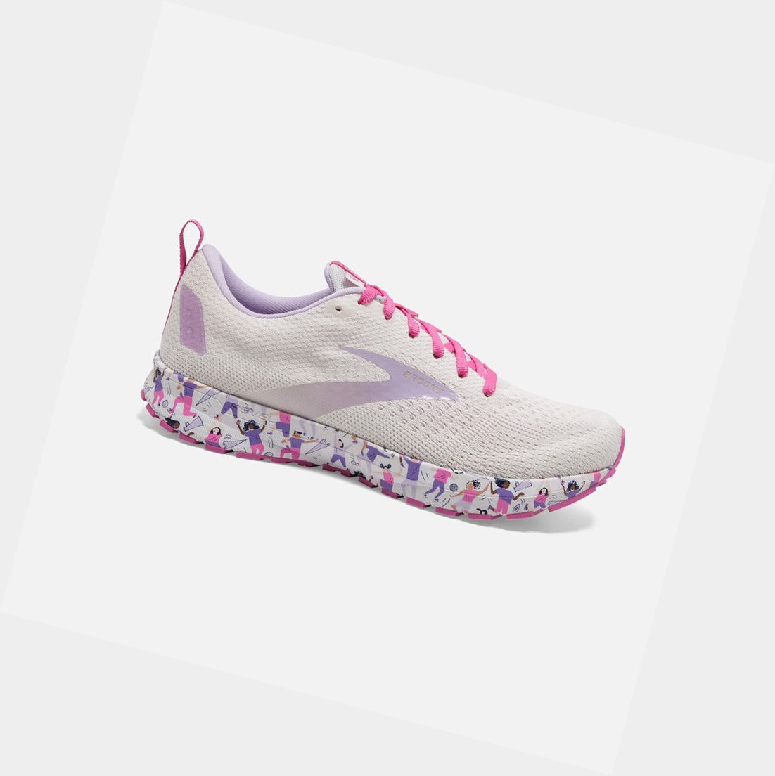 Chaussures Running Route Brooks Revel 4 Femme Blanche Rose | OSXD39260