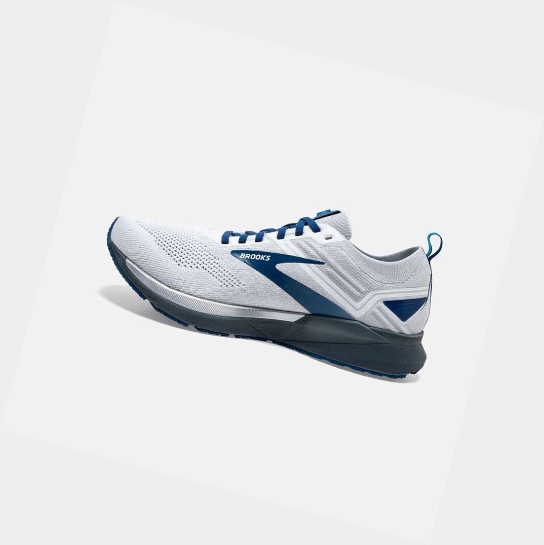 Chaussures Running Route Brooks Ricochet 3 Homme Blanche Grise Bleu | SUIK35764