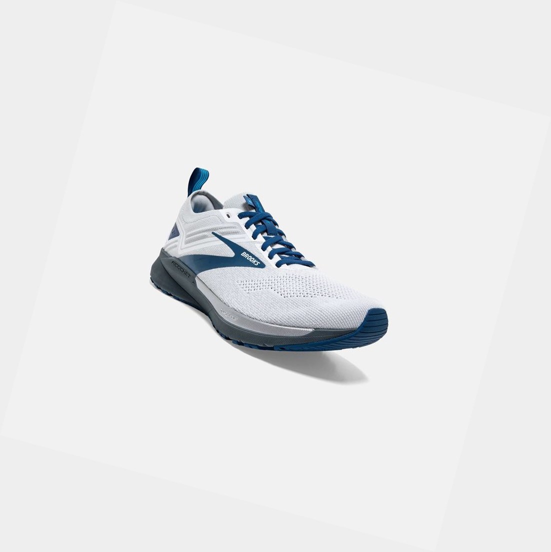 Chaussures Running Route Brooks Ricochet 3 Homme Blanche Grise Bleu | SUIK35764