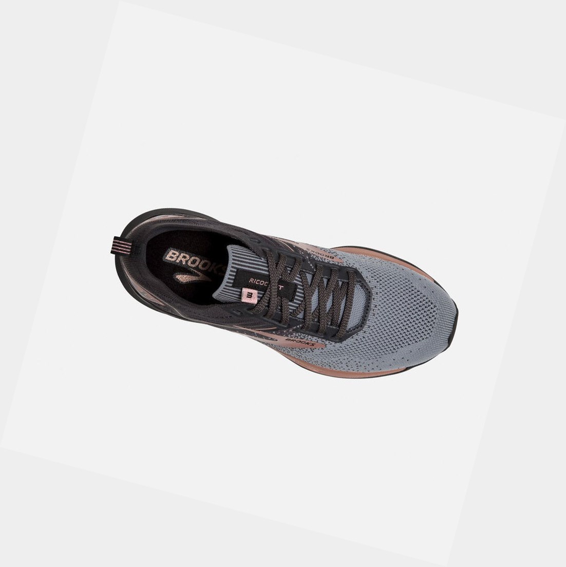 Chaussures Running Route Brooks Ricochet 3 Femme Grise Noir Rose Doré | TNGK58041