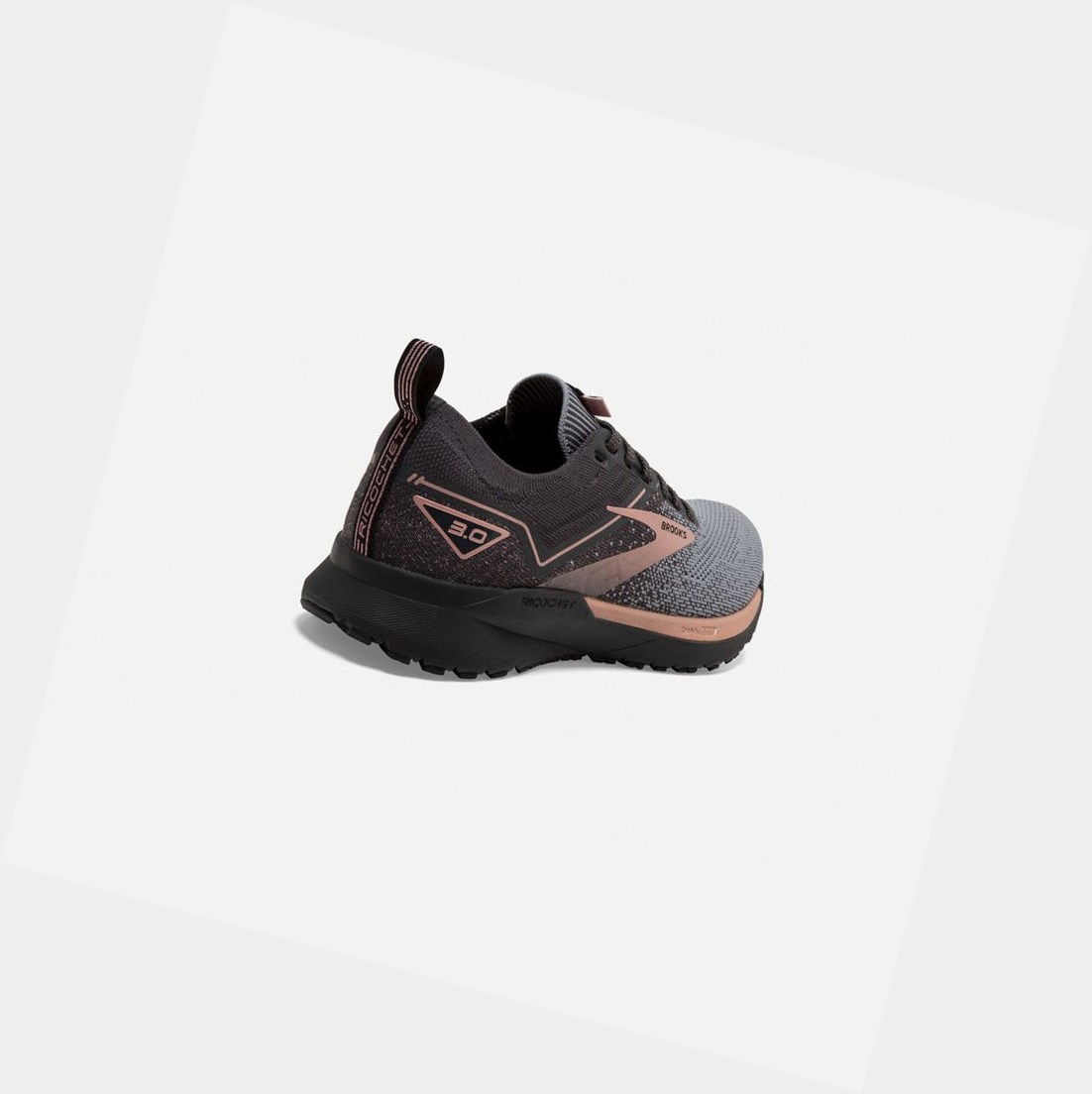 Chaussures Running Route Brooks Ricochet 3 Femme Grise Noir Rose Doré | TNGK58041