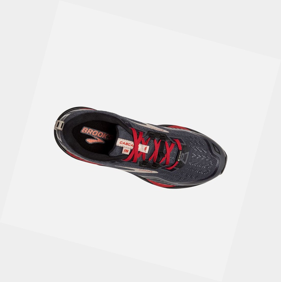 Chaussures Trail Brooks Cascadia 15 GTX Homme Noir Rouge | LVIJ29813