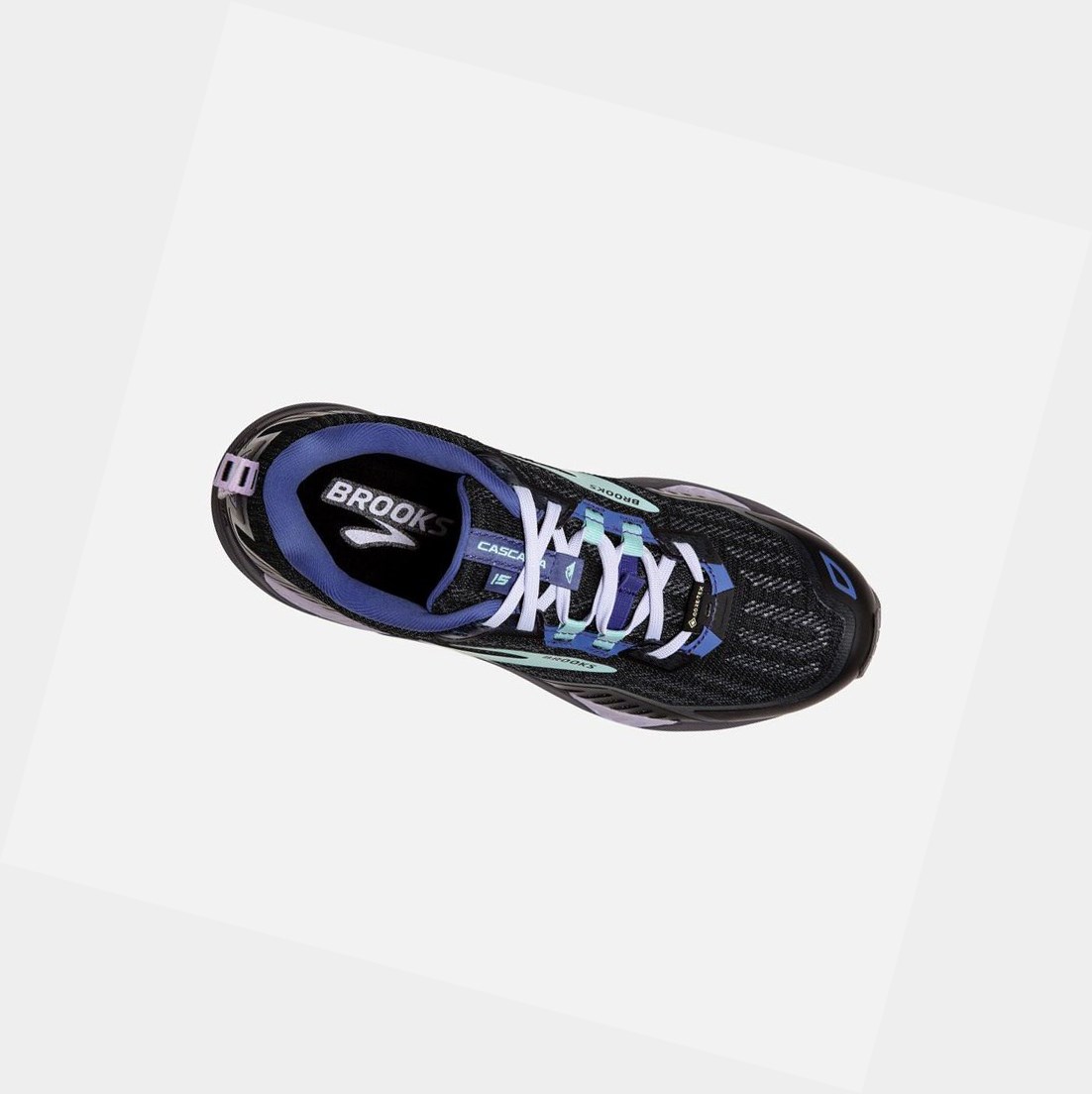 Chaussures Trail Brooks Cascadia 15 GTX Femme Noir Bleu | QYEW98043