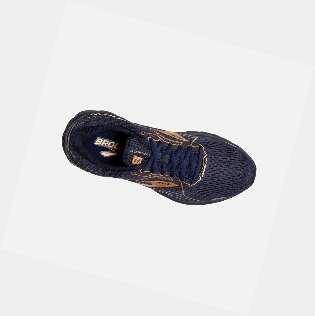 Chaussures de Marche Brooks Adrenaline GTS 21 Femme Bleu Marine Noir Cuivre | ARPQ12674