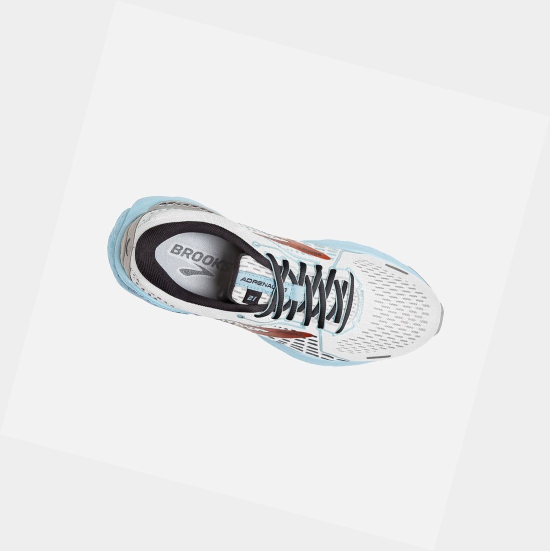 Chaussures de Marche Brooks Adrenaline GTS 21 Femme Blanche Bleu Clair | MXLQ02749