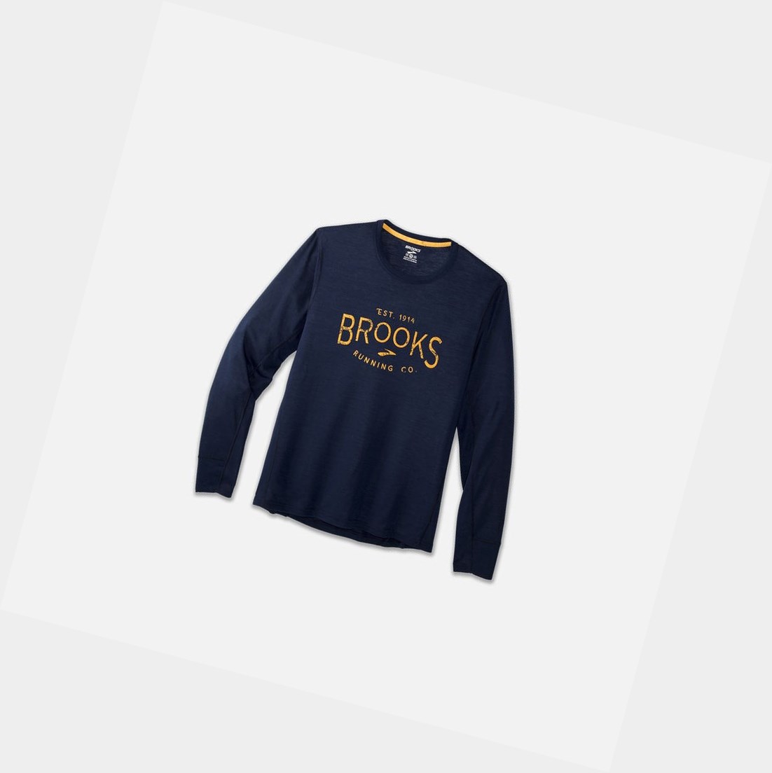 Hauts Brooks Distance Graphique Long Sleeve Homme Bleu Marine | CFTS79215